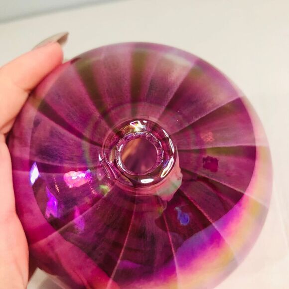 anton intaglio art glass oil lamp pink swirl iridescent orb hand blown home - Picture 7 of 9